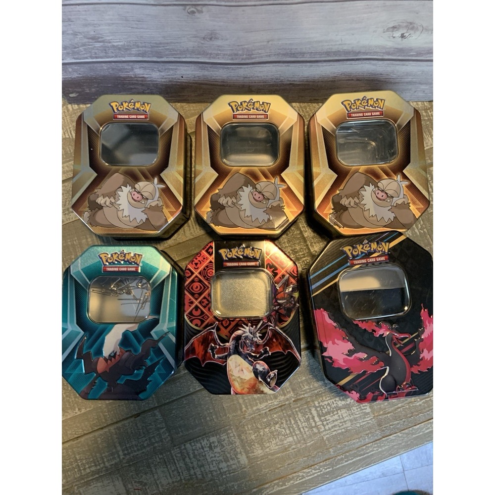 Pokemon EMPTY Tin Lot x6 NO CARDS! Pikachu, Charizard, More! Container Box